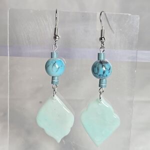 Handmade Turquoise and Aqua Dangle Earrings